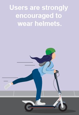 Users are strongly encouraged to wear helmets. - Girl Riding Scooter With Helmet
